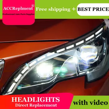 Auto Stil de Iluminat LED Lampă de Cap pentru PEUGEOT 3008 faruri cu led-uri 2017-2018 cob led semnal H7 hid Bi-Xenon Lentile de low beam