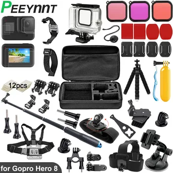 Peeynnt pentru Gopro Hero 8 Negru Dotari Kit care Transportă Caz rezistent la apa de Locuințe Trepied Ecran Protector pentru Go Pro 8 Camera
