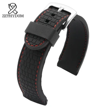 Manual de silicon rezistent la apa curea barbati Plat 18 20 22 24 mm moda Cauciuc Confortabil watchbands cu femei Ceas cataramă de Pin