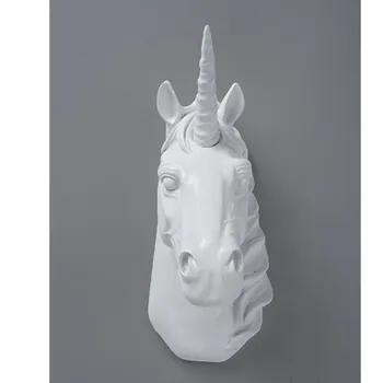 Rășină Cap De Animal Arta Sculpturii Cerb Unicorn Murală Cuier De Perete Ornament De Perete Ambarcațiuni Statui Vintage Decoratiuni Acasă R1108