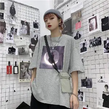 19s Atât de Cool! LUNA de Imprimare harajuku cămașă de Vară de moda pentru femei Roz Tricou Supradimensionat Prietena tricou tricouri Punk