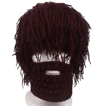 Peruca Barba Pălării Om De Știință Nebun Caveman Manual Tricot Cald Iarna Capace Bărbați Femei Halloween Cadouri Amuzante Căciuli Consumabile Partid