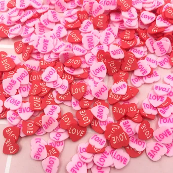 100g de Dragoste Inima Felii de Polimer Lut Fierbinte Stropește pentru a Meserii DIY, Valentine ' s Zi, Nunta Decor Noroi Material: 5mm