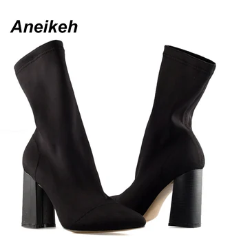 Aneikeh vânzare Fierbinte NOI pentru Femei Cizme a Subliniat Toe Fire Elastice Glezna, Toc Gros Pantofi cu Tocuri de sex Feminin Șosete Cizme 2021 Primăvară
