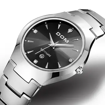 DOM Barbati Ceas de Tungsten din Oțel Caz Safir Cristal Dial Fereastra de Lux Ceas de mână rezistent la apa 30m de Afaceri Cuarț Femei Ceasuri