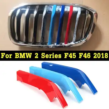 3pcs/set 9 Baruri 3D Autocolante M Culoare Grila Fata Grill Acoperi Clip Trim Fit Pentru BMW Seria 2 F45 F46 2018 Sport, Benzi de Acoperire