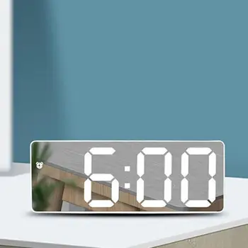 Multifunctional Oglinda Ceas cu Alarmă Digital cu LED-uri Snooze Ceas de Masa de Amânare a Afișa Timp de Noapte LCD Lumina Ceasuri de Alarmă Decor Acasă
