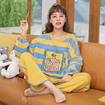 CAIYIER Vânzare Fierbinte 2020 Capsuni Roz de Bumbac Imprimare Pjamas Set de Toamna Iarna Femei Casual Pijamale Desene animate Fete de Lounge Homewear