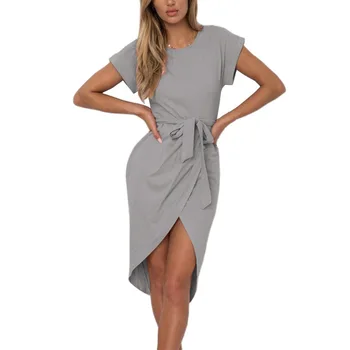 2021 Vara Plus Dimensiunea Femei rochie Casual cu maneci scurte O-Gât Print Mini-Rochii de Petrecere
