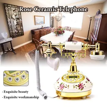 Creație În Stil American Retro Telefon Fix Ceramic Europene High-End Telefon Crescut De Telefon De Birou Pentru Biroul De Acasă Decor