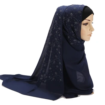 10 buc/lot de Femei cu Bule Șifon Eșarfă de Cristal Eșarfă Hijab Șaluri Împachetări Culoare Solidă Musulmane Hijab Eșarfă 20 de Culori