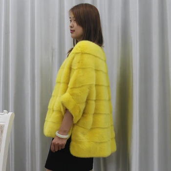 2018 noi femeile naturale reale nurca haină de blană lungă pulover sacou haina