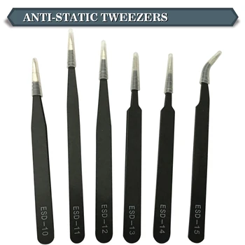 6 buc Pensete ESD 10-15 Înaltă elastic Anti-statică Oțel Inoxidabil de Lipit Pensete Set de scule de Mana pentru Statie de Lipit Tool Kit