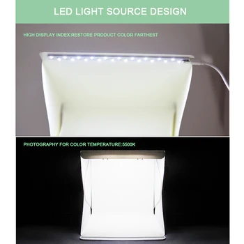 Nou 40 x 40 x 40cm Mini Pliere Studio Difuză Moale Casetă Lightbox Cu Lumina LED-uri de Fotografie de Fundal Studio Foto cutie