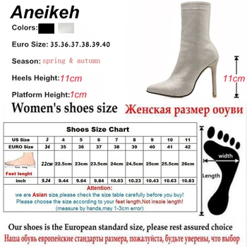 Aneikeh Toamna Sclipici Pantofi de Înaltă calitate Femei Cizme Glezna Stras Subliniat Toe Tocuri Subtiri Chelsea Cizme Pantofi Mărimea 35-40