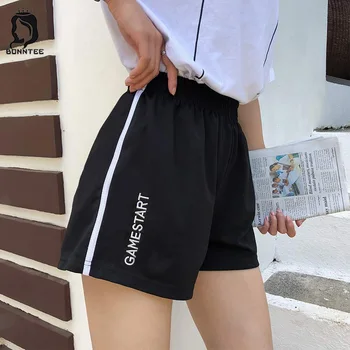 Pantaloni Scurți Dulce Elevi Talie Elastic Scrisoare Broderie Vrac Femei Dungi Scurte Stil Coreean Femei De Vara Cele Mai Noi Moda