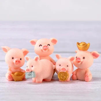 5PCS Noroc de Avere Porc Suveniruri Model de Figurina Animal Home Decor de Basm în Miniatură Decoratiuni de Gradina, Accesorii de Rășină Cifre