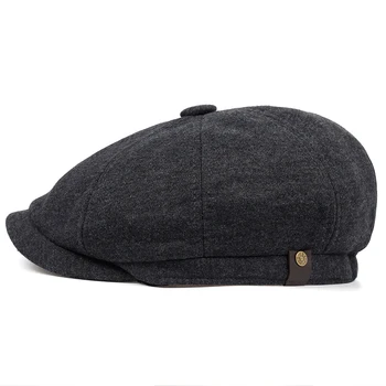 2019 Capac de vânzător de ziare Barbati Bumbac Diagonal Opt Panel Hat pentru Femei Baker Băiat Capace Retro Mari Pălării de sex Masculin Boina Bereta Neagră
