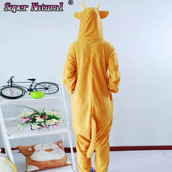 HKSNG Halloween Femei Fete Adult Iarnă Animal Maro Taur Pijamale Kigurumi Onesies Costume Cosplay Homewear
