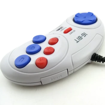 16 bit Clasic cu Fir Controler de Joc pentru SEGA Genesis 6 Buton Gamepad pentru SEGA Mega Drive Modul Rapid Lent alb