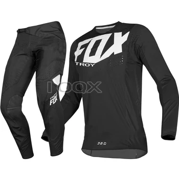 Transport gratuit 2019 TROY Fox MX 180 Prizm Marina Tricoul Galben, Pantalonii de Curse Motocross de biciclete Murdărie Off-Road de Viteze Set