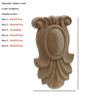 Lemn Sculptat Colț Aplicatiile Florale Naturale Sculptură în lemn Decorative, Figurine din Lemn pentru Uși de Mobilier Acasă Decal Stil European