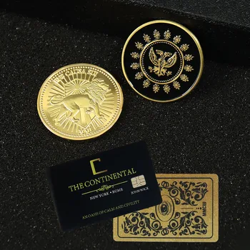 John Wick Film Monedă De Aur Cosplay Hotel Continental Card De Arbitru Negru Medalion Keanu Reeves Fanii Colecție De Elemente De Recuzită