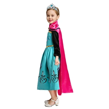 Fata Rochie de Printesa Elsa Costum Petrecere de Halloween Cosplay Haine Florale Rochie de Bal Rochie cu Pelerina Copii Rochie de la 3 la 10 Ani