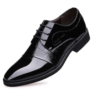 Înălțimea de 6 CM pentru Bărbați Pantofi de Piele de Brevet a Crescut mai Înalt la Modă Britanic Costume de Afaceri Ascunse cu Toc Petrecere Oxfords