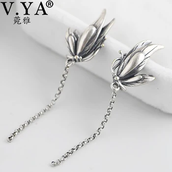 V. YA Epocă S925 Argint Cercei Fluture Pentru Femei Ciucure Lung Stud Cercel pentru Femei Cadouri