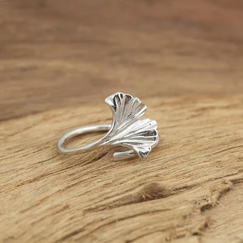S925 argint inel handmade personalitate stil retro clasic Ginkgo biloba frunze trimite love bijuterii cadou 2020 nou
