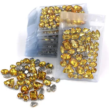 En-gros de 5 saci de Aur galben amestecat forma pietre de cristal de sticlă coase pe pietre cu feliuta de bază gheare haine diy