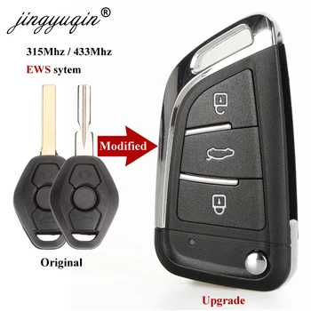 Jingyuqin Modificat Flip Cheie de la Distanță pentru BMW 1/3/5/7 Seria X3 X5 Z3 Z4 Transmițătorul de acces fără cheie EWS Sistem 315MHz/433MHz ID44
