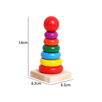 Drăguț Jenga Curcubeu blocuri Stivuitor Stivuire Rainbow Tower din Lemn de Asamblare Blocuri Montessori Învățământ de Jucării din Lemn Pentru Copii