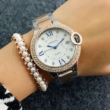 Diamant de lux Rochie de Afaceri Ceasuri de mana CONTENA Elegant Doamnelor Cuarț Ceas de Moda de Cristal Dial Femei Ceas Ceasuri horloges