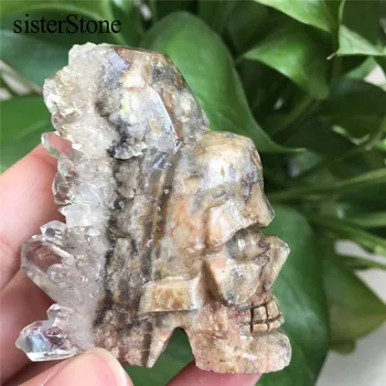 Naturale Cristal de cuarț pur Cluster Punct de Cuarț Craniu Rafinat de pietre de Vindecare Sculptură craniu de cristal pentru Halloween cadouri
