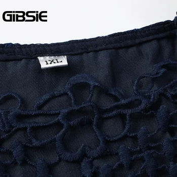 GIBSIE Plus Dimensiune Dantelă Elegant Mozaic Femei Partid Rochie Casual de Vara Solid Rochii Mini de sex Feminin O-Gât Rochie fără Mâneci-Linie