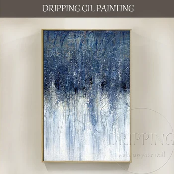 Noi Sosiri de Mână-pictat de Înaltă Calitate Abstracte Pictura in Ulei pe Panza Albastru Frumos Abstract Pictură în Ulei pentru Camera de zi