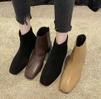 Cizme noi de Înaltă Calitate, Cizme Negre din Piele Doamnelor Pantofi de Primăvară de sex Feminin design de Lux Toc Glezna Cizme pentru Femei Pantofi