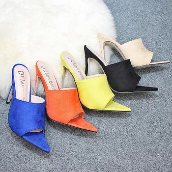 Doamnelor Pantofi de Moda 2021 Femei Sandale cu Toc de Lux Blană de Iepure Sandale cu Toc, Papuci de Femei Pantofi Sandalias Mujer