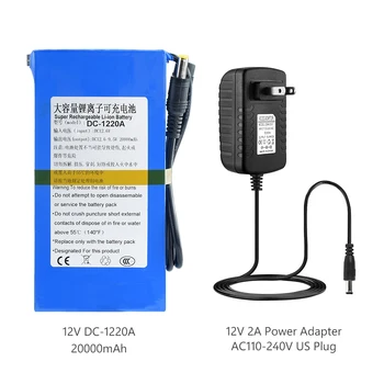 De înaltă Calitate Portabil Reîncărcabilă Litiu Li-ion Baterie Pack, 12V DC 20000mAh Cu UE NE-a UNIT Plug 12.6 v acumulator+încărcător de 2A