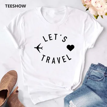 Să călătorească Binecuvântat Scrisori de Imprimare Femei tricou Amuzant Casual Maneca Scurta tricouri Femei Hipster Topuri Tee Haine Streetwear