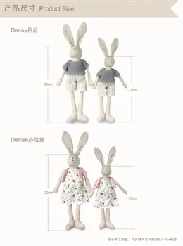 De lux din Bumbac Iepure Umplute Tesatura Papusa Cu Haine Premium de anul Nou Cadou Drăguț Urechi Lungi Bunny Jucării de Pluș