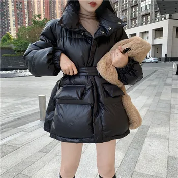 Leiouna Fermoar Solid Doamnă Birou Supradimensionat 2020 Noua Moda Femei Parka Oblice De Iarnă De Sex Feminin Strat Cald Coreean Sacou Feminin