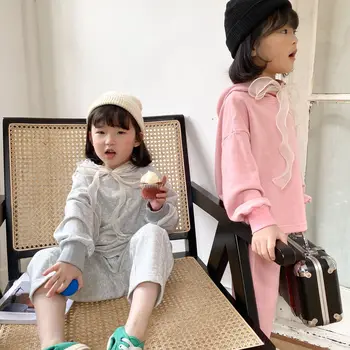 Primăvara 2021 coreene noi, copii costum petrecere a timpului liber fete pentru copii capac dantelă bluză și pantaloni două seturi de piese