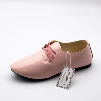 Cresfimix sapatos femininas femei pu confortabil din piele dantela-up pantofi plat lady rece solidă a subliniat toe flats pantofi de moda a687
