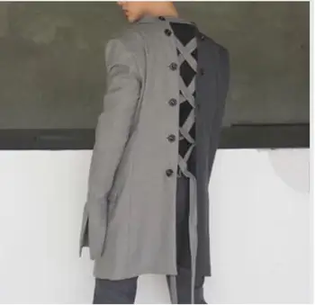 2018 design Original de dublu gri multiple purta metoda de coasere curea de umar larg maneca jacheta M-6XL! Pistă de moda
