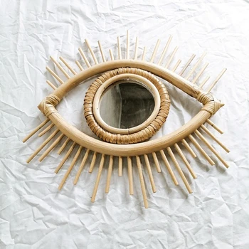 Rattan Inovatoare de Decorare Arta de Forma Ochilor Oglindă de Machiaj Dressing Agățat de Perete 11UA