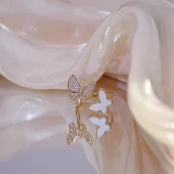 Partea lucioasă Noi Accesorii Fluture Cristal de Logodna Inele Reglabile pentru Femei Stil Simplu, Elegant virole