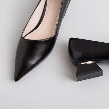 ALLBITEFO moda subliniat de la picior toc gros pantofi pentru femei brand tocuri inalte petrecere de femei pantofi de primăvară birou doamnelor pantofi dimensiune:33-43